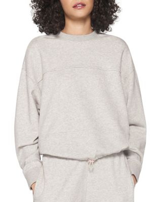 Spiritual Gangster Ladies Light Gray Crewneck "Canyon" Sweatshirt W/ Drawcord Xs